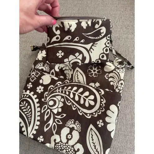 Baggallini Brown Paisley Crossbody Bag Triple Zip Travel Purse