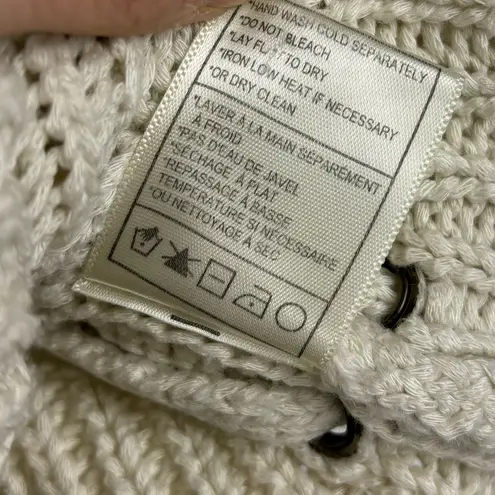 Cupcakes and Cashmere Small Sleeveless Knit Oatmeal Beige Tie Side Slit Sweater White