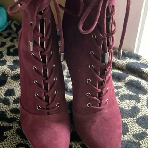 L'Agence Burgundy Lace-Up Boots size 6