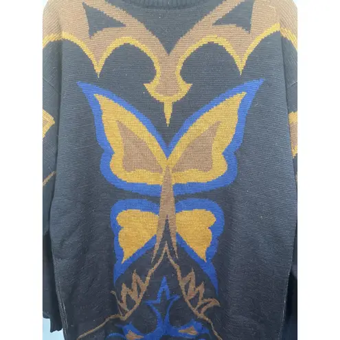 Vintage Mondi Sweater Womens Small 34 Butterfly Mock Neck Made W. Germany 80s Black