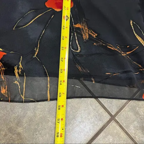 Saint Tropez West St Tropez West Dress 14 Black Red Floral Spagetti Shift Midi VTG 90s Y2K Goth