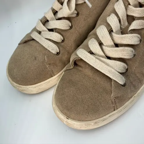 White Raven Women's Tan Suede Sneakers Casual Low Top Lace Up Size 7 Brown