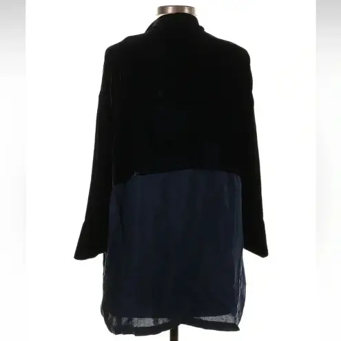 Anthropologie  Tina & Jo Navy Blue Timeless Velvet Silk Cardigan Sweater Size S