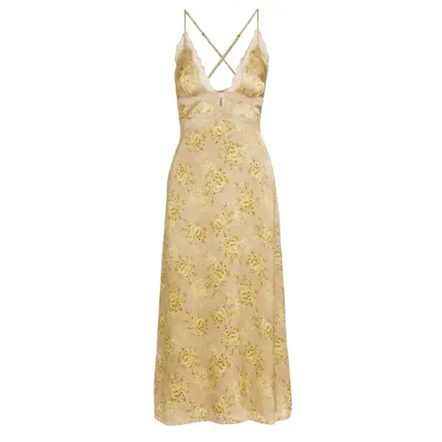 Cami NYC Roya Dress In Yellow Floral Yellow midi Dress size M NEW
