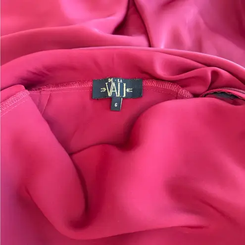 De La Vali Red Satin Amor Midi Dress size 2