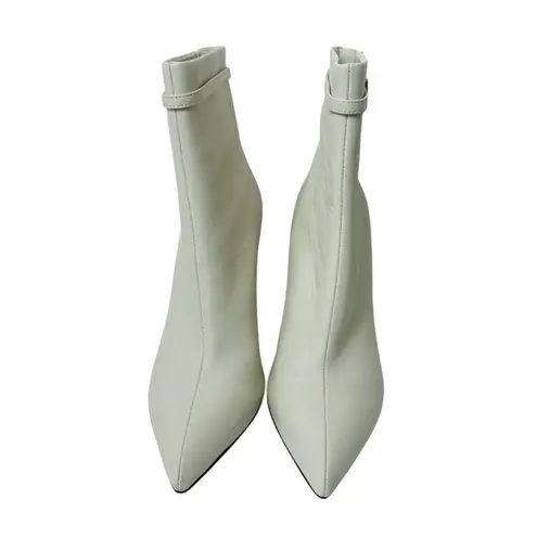 Reiss Ashton Ankle Boots Women's Size 40 White Leather Pointed Toe Stiletto Heel