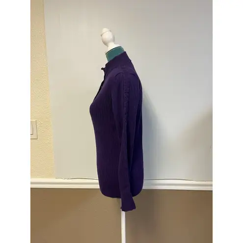 Lauren Ralph Lauren Women's Purple Top Medium Silver Snap Button Jumper