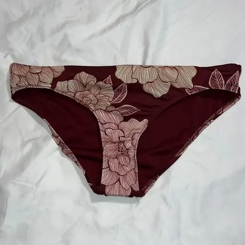All In Motion  medium women's bikini swim bottom floral burgundy medium coverage - Image 1