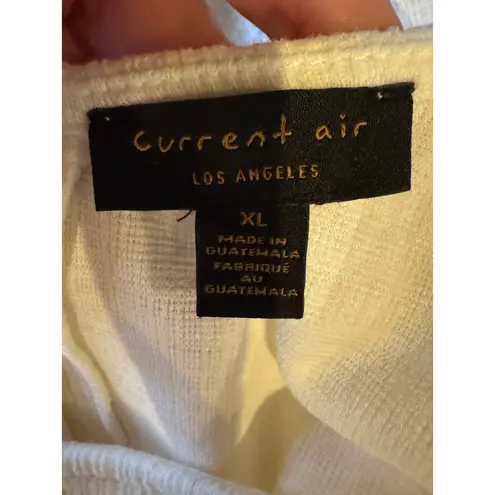 Current Air Anthropologie Shirt Women XL Ivory Textured Balloon Sleeve Top Boho
