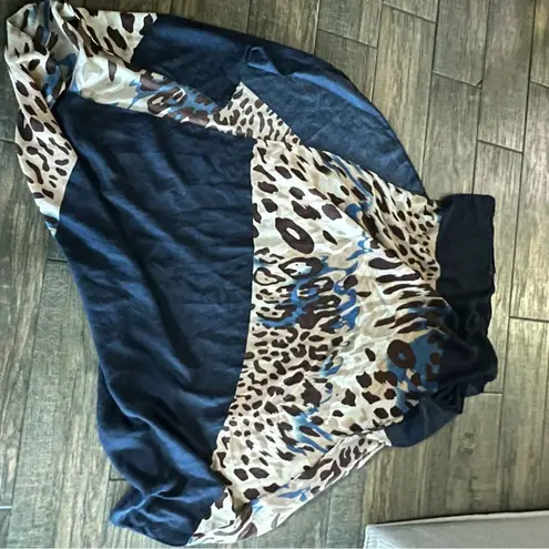 Animal And Denim Blue Print Boutique Scarf Oversized Lightweight