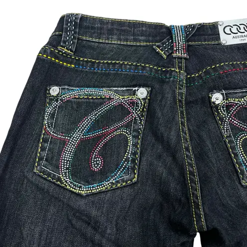 COOGI Rainbow Embellished Straight Leg Jeans Dark Wash Size 1/2 28x32