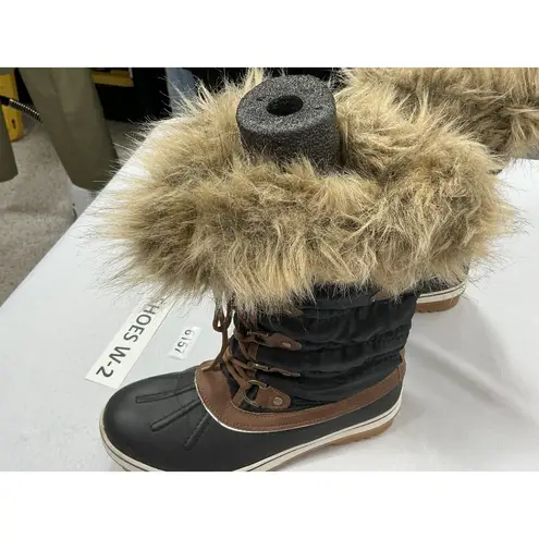 Womans Aleader Midcalf Lined Winter Boots 9 Black Brown Lace Up Quilted NWOT