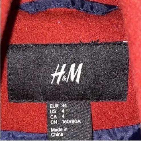 H&M  Wool Blend Oversized Red Jacket (Size 4)