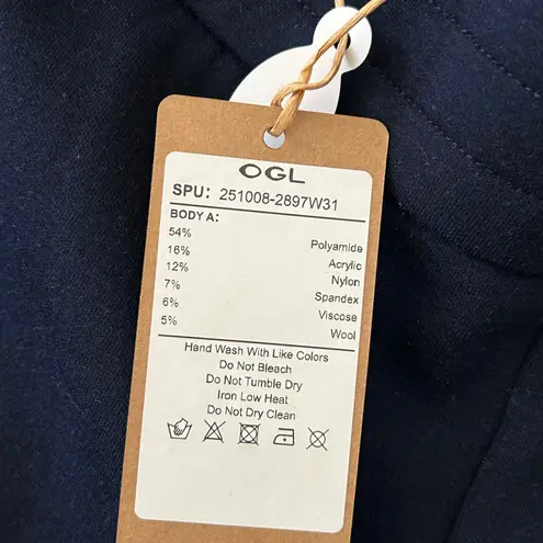 OGL Women's Cozy Warm High Rise Straight Leg Pull On Pants Pockets Navy XS New Blue