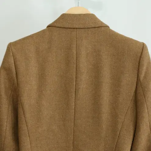 ZARA  Woman Camel Shetland Wool Long Coat Tailored Blazer Jacket Wool Blend small - Image 8