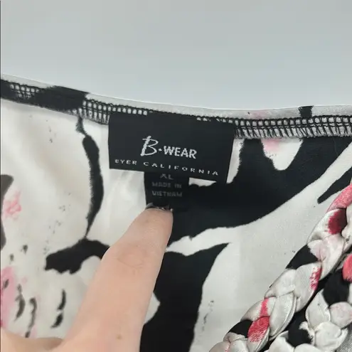 Bwear Black and White floral Y2K Camisole with Tie babydoll silky braided accent Size XL