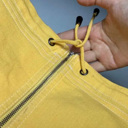 Christopher & Banks yellow pocketed drawstring hooded vest Y2K style size S