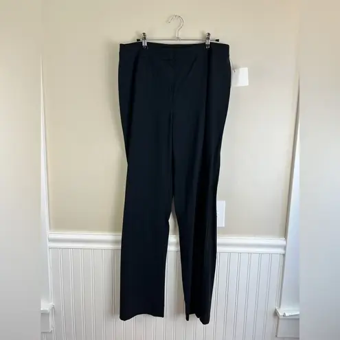 Lafayette 148 Black Virgin Wool & Stretch Wide Leg Menswear Pants Size 12 Hemmed