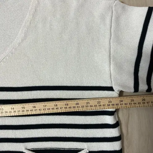 ZARA  Striped Knit Top V Neck Elbow Sleeves Pockets Relaxed Fit