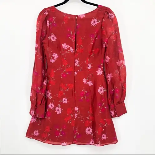 TALULAH La Maison Revolve Dahlia Mini Dress Floral Red Long Sleeve Ruffles NEW