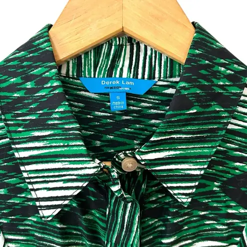 Derek Lam Design Nation Green Pattern Button Down Collared Neckline Shirt Dress