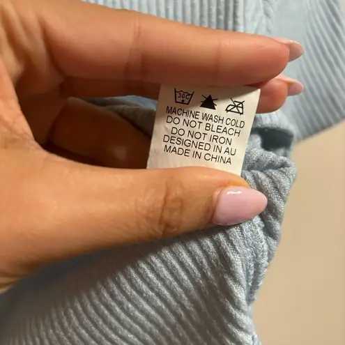 ECHT Comfort Short Sleeve Active Ribbed Cropped Stretch Tee Baby Blue Size Small