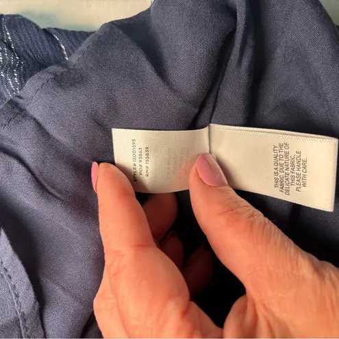 Lulus  Navy Blue Striped Long Sleeve Tiered Swing Dress Metallic Boho Siz…