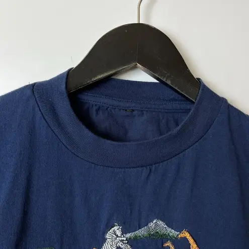 Vintage Kenya T Shirt XL Safari Embroidered Wildlife Nature Tee Dash Lions Blue