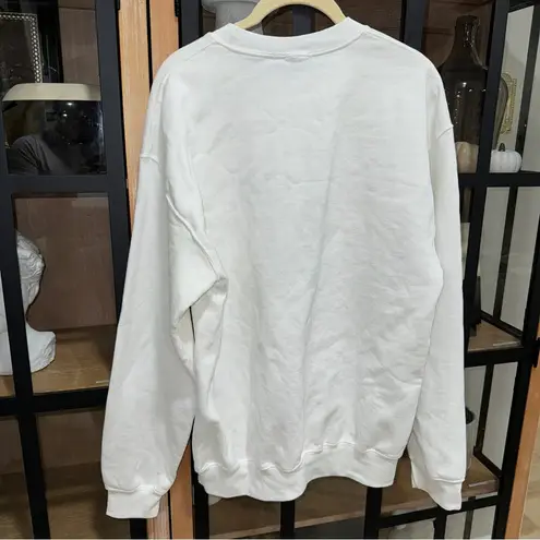 Alla Berman Palm Beach Boyfriend Sweatshirt rhinestone graphic pullover crewneck Pink Size M