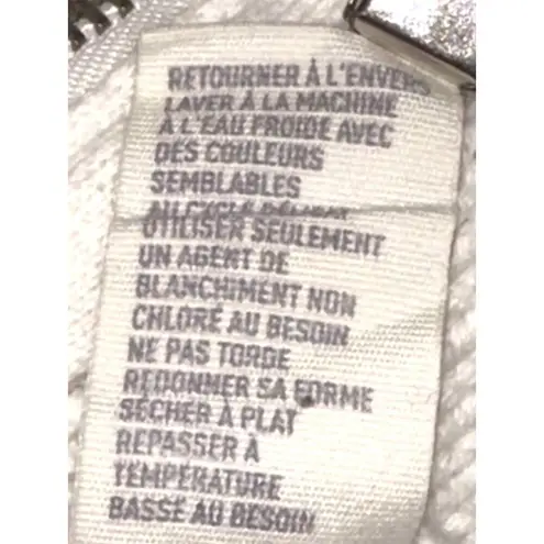 American Eagle  Outfitters White Cotton Knit Zip Sweater With High Collar Pockets