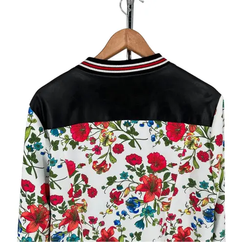 Olivia Culpo x Le Tote Reversible Bomber Jacket Floral Print Faux Leather size L Size L