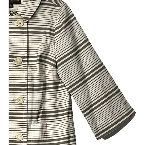 Proenza Schouler Coatigan Womens Size M Gray Striped Cotton Pockets Midi Buttons