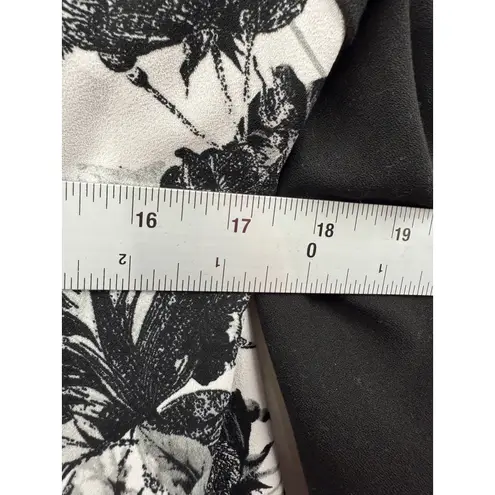 T Tahari Floral Blazer Colorblock Single Button Closure White Black Size 8