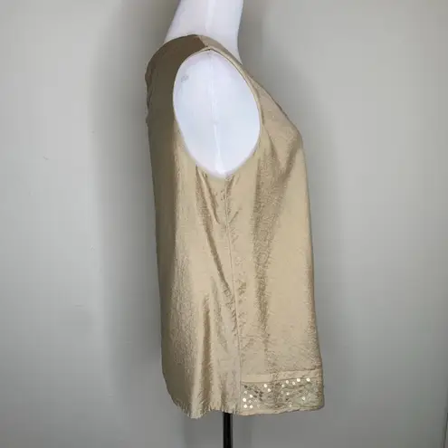 Coldwater Creek Tan Shell Sequin Embellishment Sz M 10-12