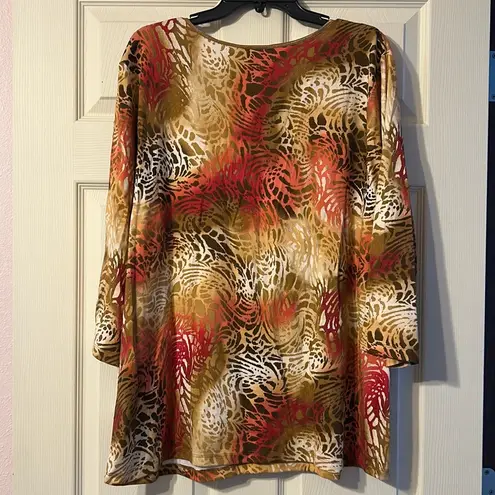 JM Collection NWT Leopard Print 3/4 Sleeve Shirt 3X