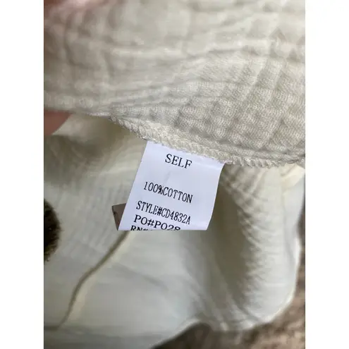 Cloud Ten Cotton Mini Dress Cover Up Cream Button Down Resort Vaca Yacht Travel