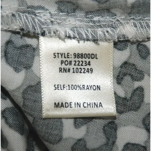 Skies Are Blue Patterned Maxi Dress Button Front Size L 3/4 Sleeve High Slit