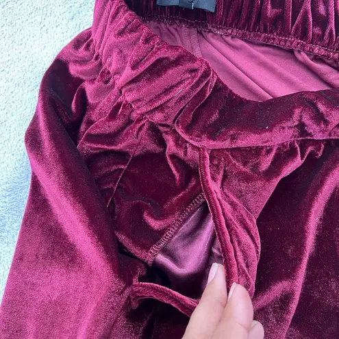 OAT New York Slim Velour Jogger Pants Womens Medium Cherry Elastic Waist & Ankle