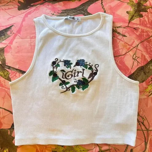 igirl world emo rose heart embroidered tank crop