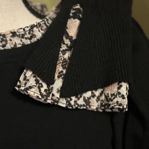 Vila Milano Sweater Size M Long Sleeve Animal Print Ruffle Neck&Cuffs Wool Blend