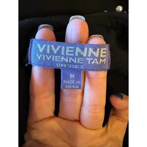 Vivienne Tam Dress Women Medium Black Peter Pan Jeweled Collar A Line Cocktail