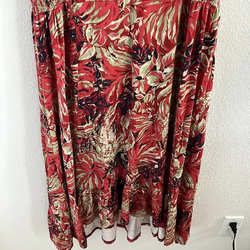 Christopher & Banks Floral Soft Stretchy Dress Smocked Sides Aloha Paradise L