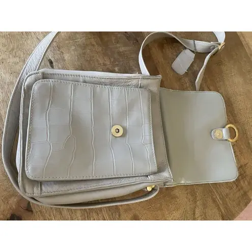 Jacqueline Ferrar Grey Genuine Leather Vintage Crossbody Purse Shoulder Bag