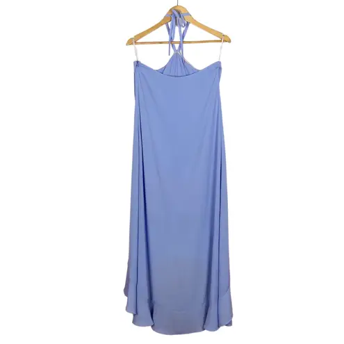 CROSBY by Mollie Burch Blue Halter Ruffle High Low Dress Size 2