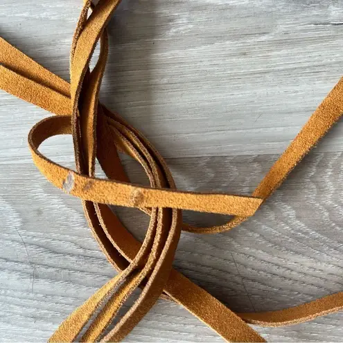 None Brown Suede Fringed Boho Western Belt