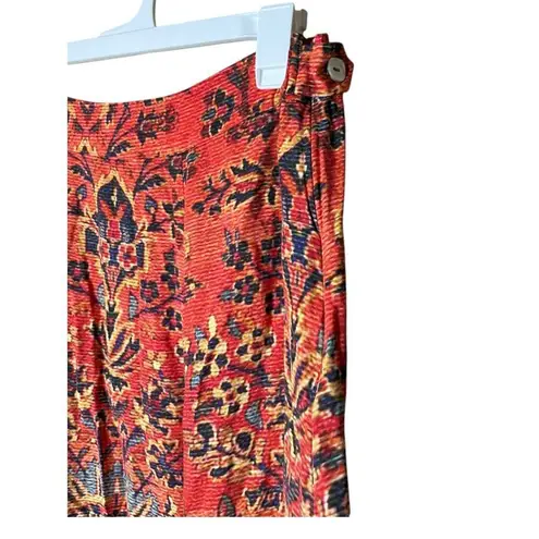 Soft Surroundings Women’s Skirt Orange Midi Boho Baroque Velvet Hem Size L