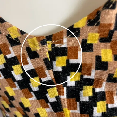 ABS Allen Schwartz Faux Wrap Dress Graphic Print Blocks Diagonal Brown Medium - Image 10