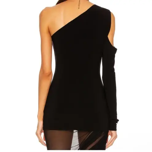 Norma Kamali One Shoulder Black Jersey Top Size XL