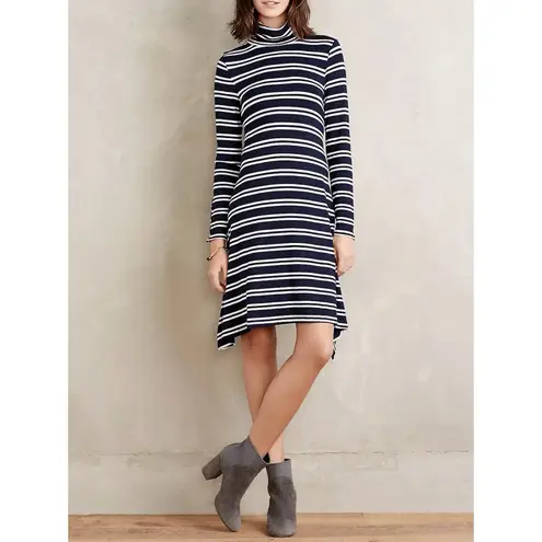 Maeve Anthropologie | striped turtleneck swing dress