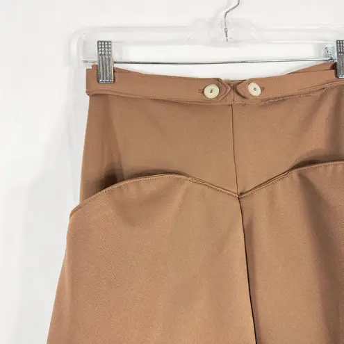 Vintage Uniform Wrap Skirt Solid Brown Deep Pockets Army Womens Soviet 1014 Size L